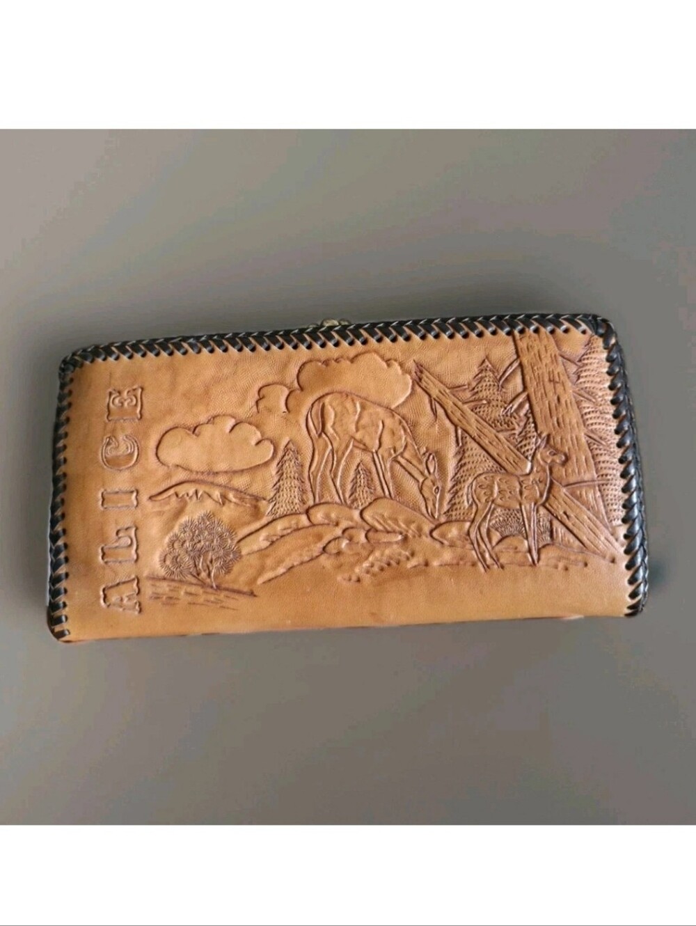 Vintage Handmade Roper Wallet Hand Tooled Leather "Alice"